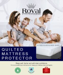 100% Waterproof Poly Cotton Quilted Mattress Protector - White